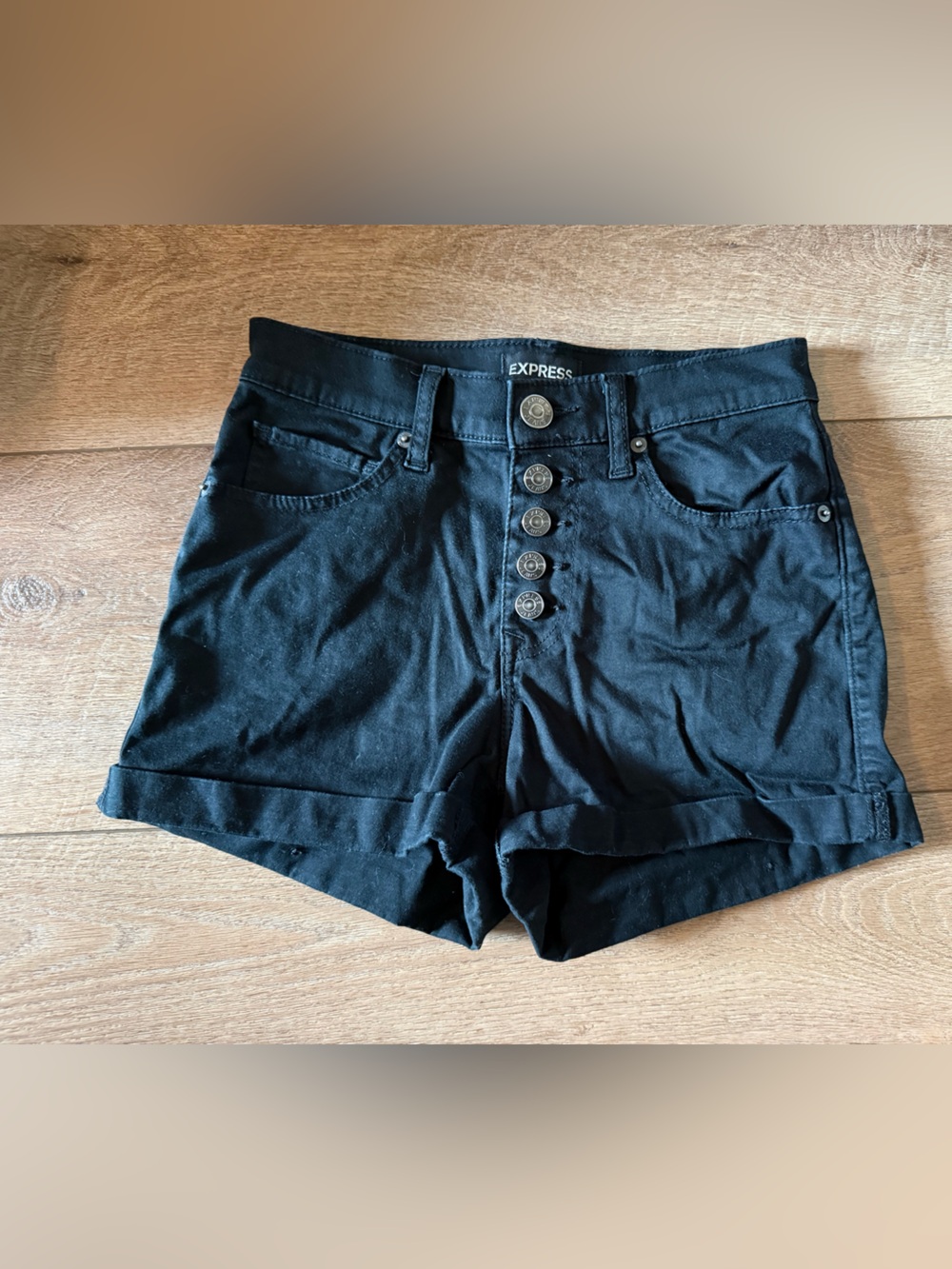 Express Black High-Waist Button-Front Women's Shorts